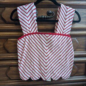NWT Anthropologie Maeve Square-Neck Cropped Tee Blouse Top Red White Size S